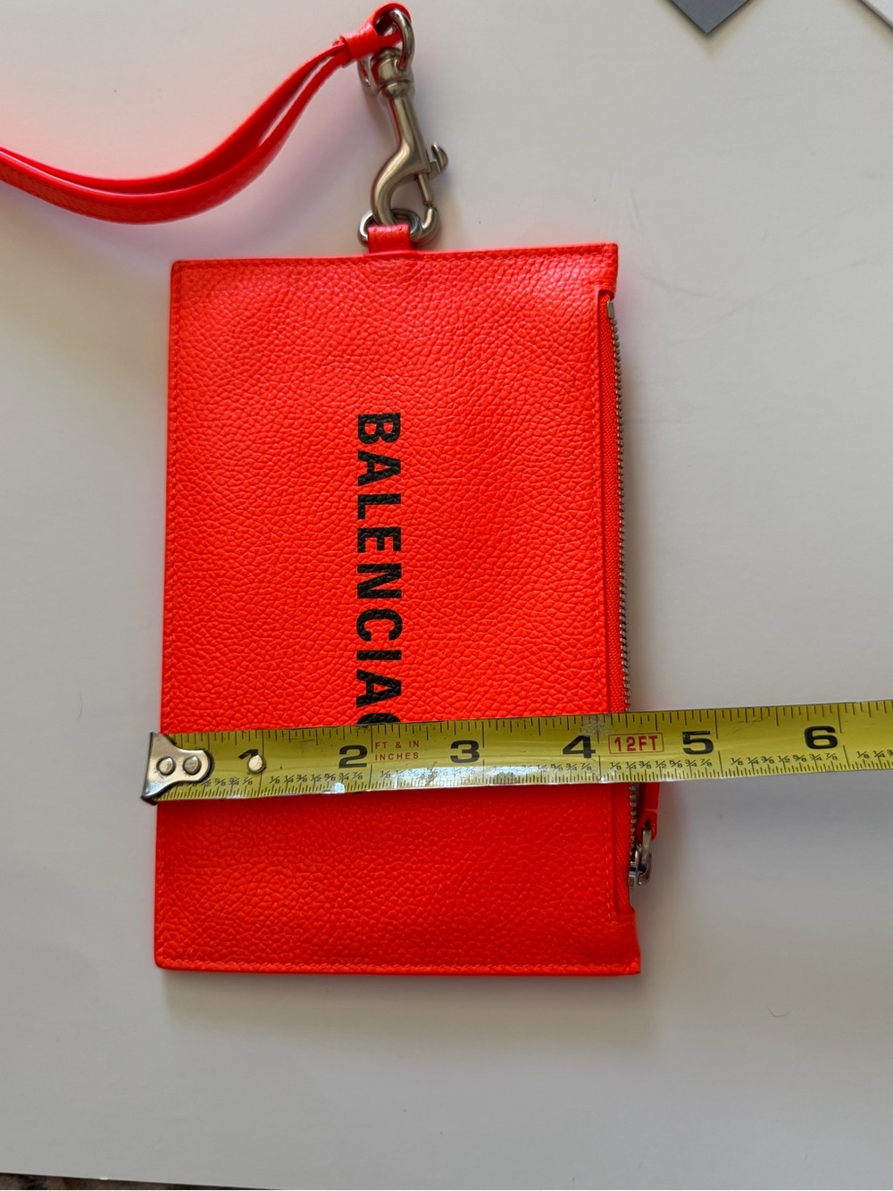 Balenciaga Neon Orange Zip Pouch with Wrist Strap - Picture 8 of 9